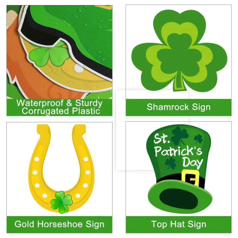 Outdoor Lawn Decorations St. Patrick&prime;s Day Yard Signs